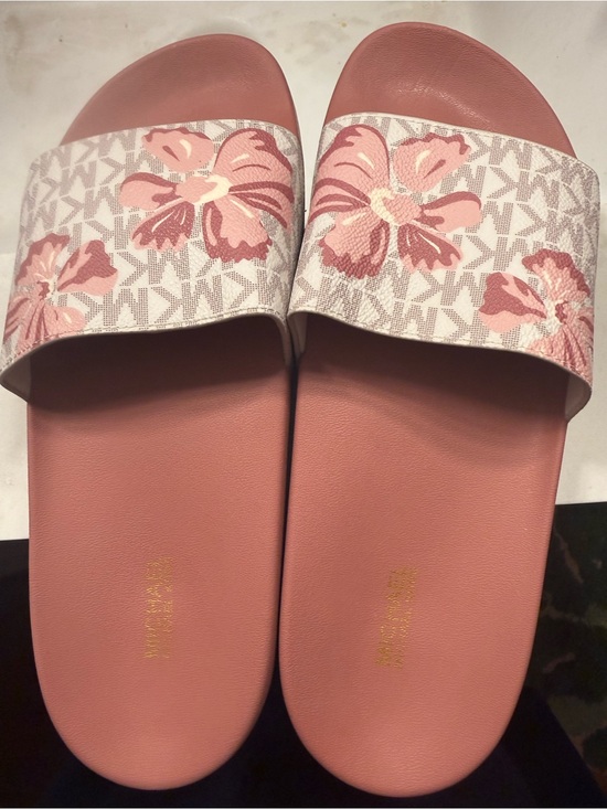 Michael Kors Shoes - Women's Michael Kors Pink Floral Slide Sandals